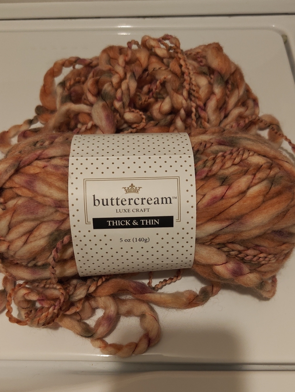 Buttercream Luxe Craft Thick & Thin Yarn - Peach, Cream, Green Tones